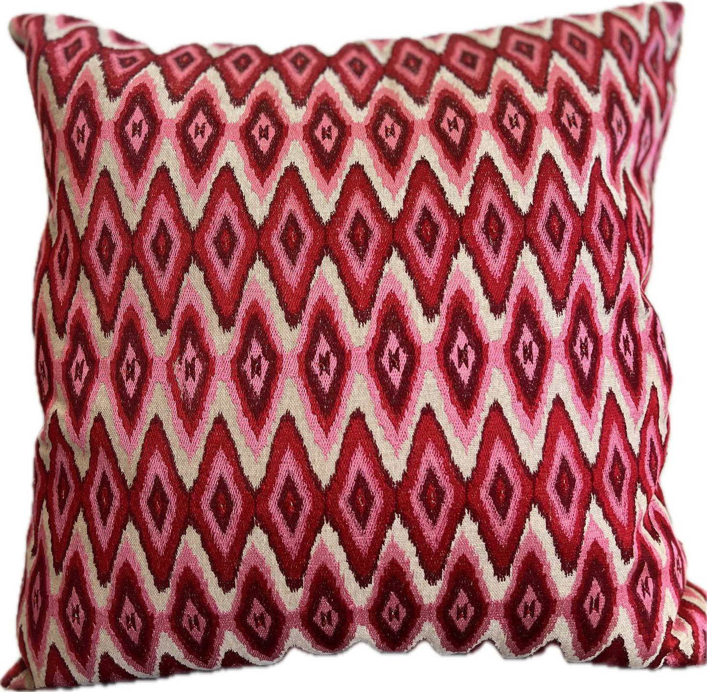 Eliza Red Embroidered and Beaded Pillow