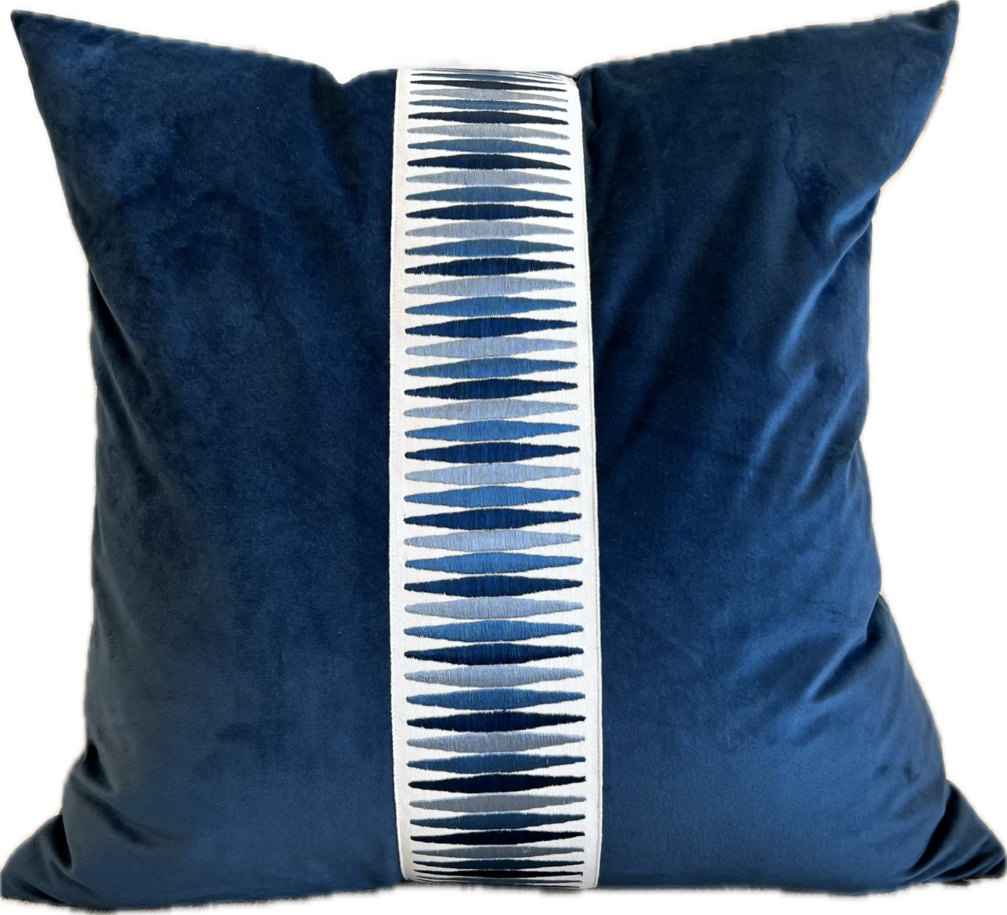 Bailey Velvet & Tape Pillow - Navy - Pillows