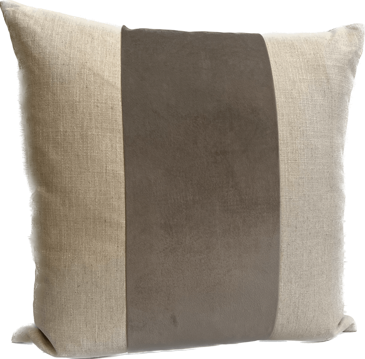 Brooklyn Flax/Mushroom Linen and Velvet Pillow - Pillows