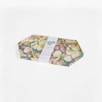 Handcrafted Marbled Hexagon Tray Set - Moss Bubble