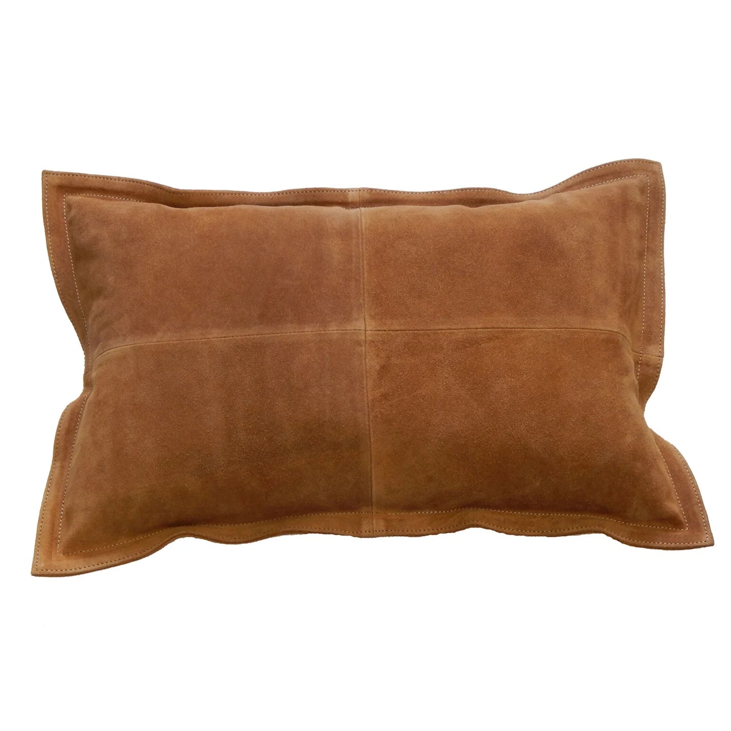 Beige Suede Lumbar Pillow 15" x 22"