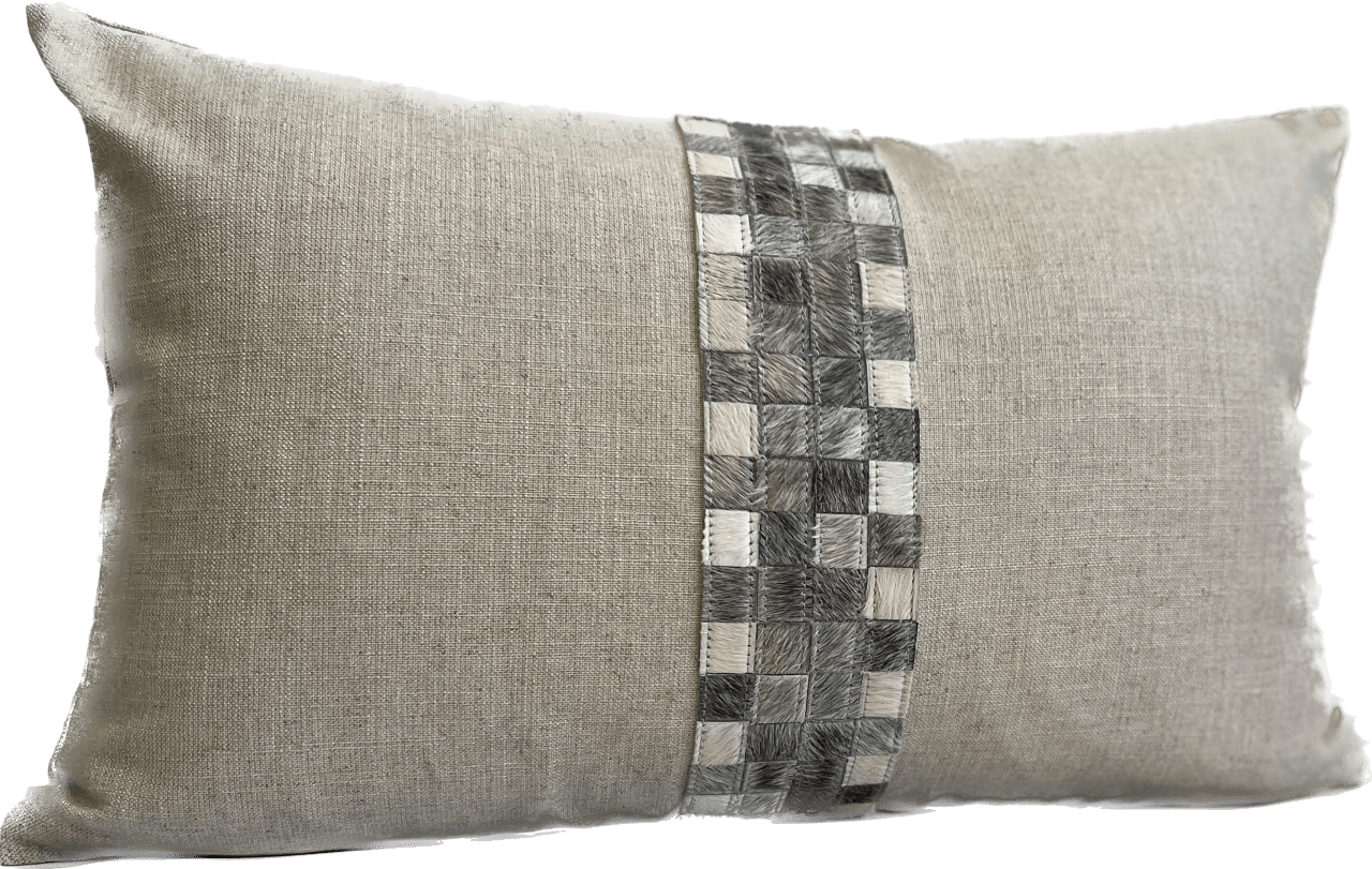 Gent Linen and Hide Pillow - Pillows