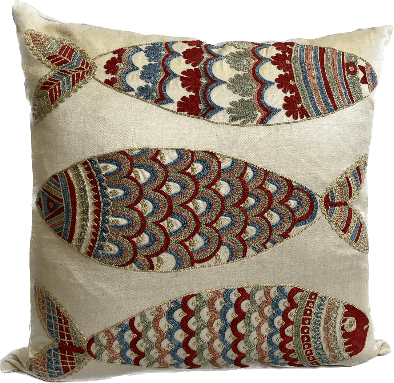 Three Fish Embroidered Pillow - Pillows