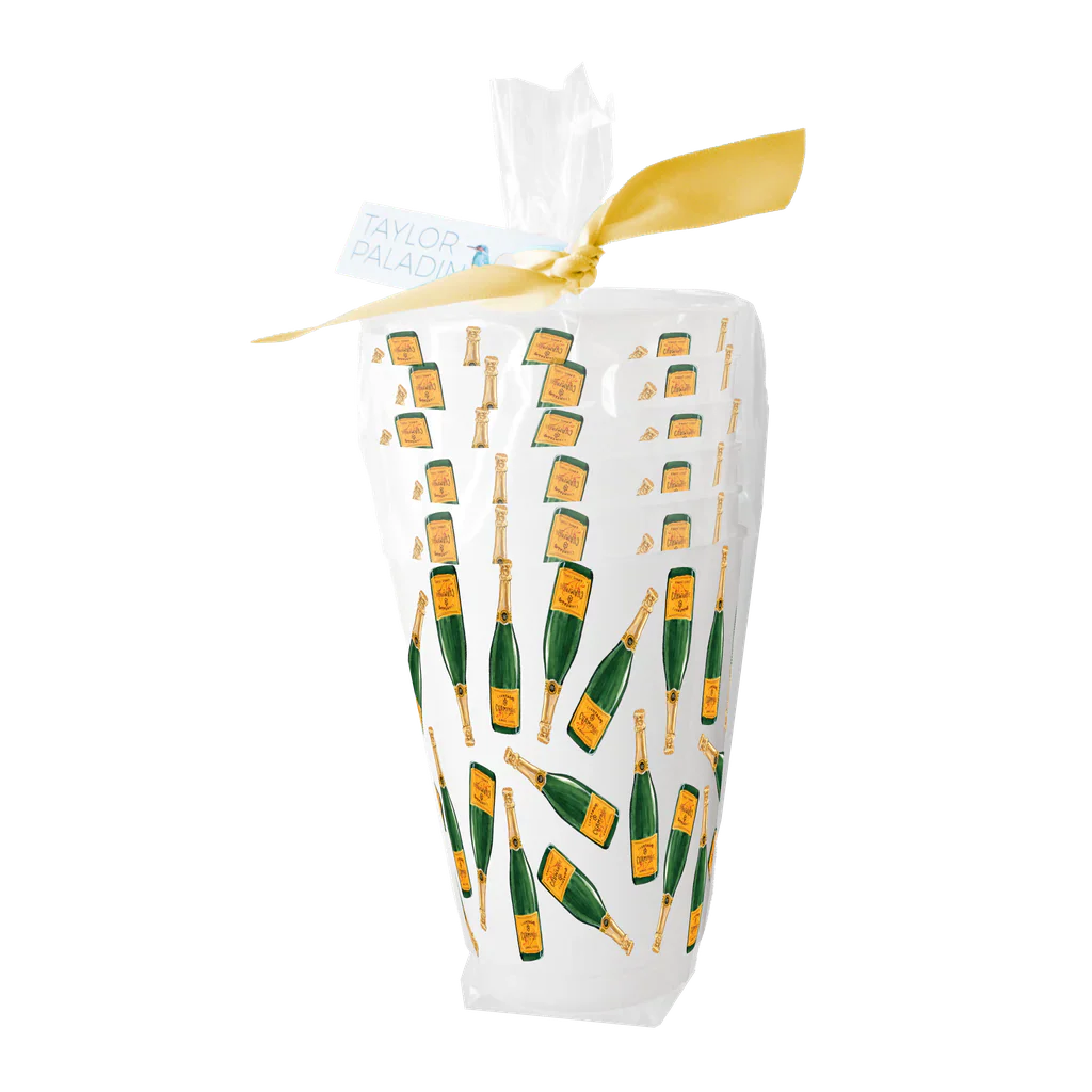 Taylor Paladino Champagne Pattern Frosted Cups - Set of 6