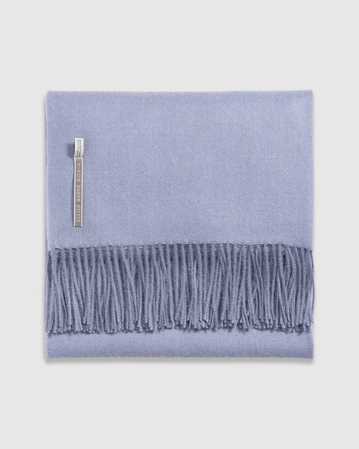 Baby Alpaca Herringbone Throw-Dusty Aqua