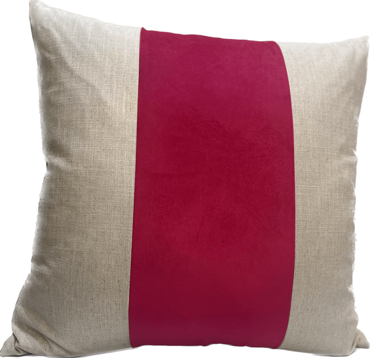 Brooklyn Flax/Lipstick Linen and Velvet Pillow - Pillows