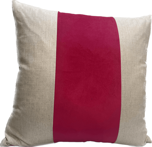 Brooklyn Flax/Lipstick Linen and Velvet Pillow - Pillows