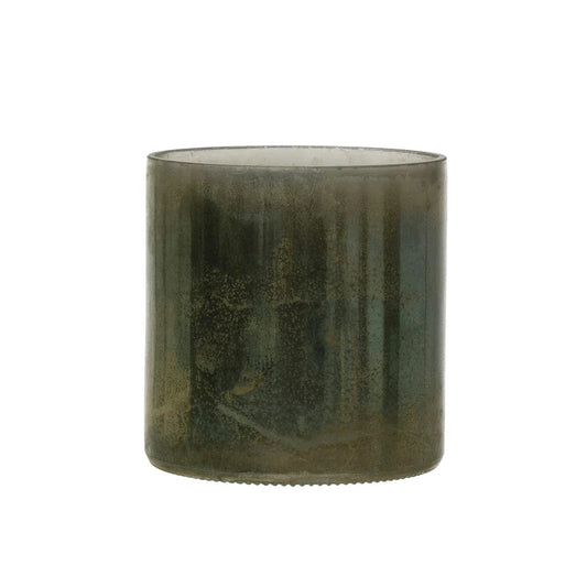 Glass Vase/Candle Holder in Pewter Finish