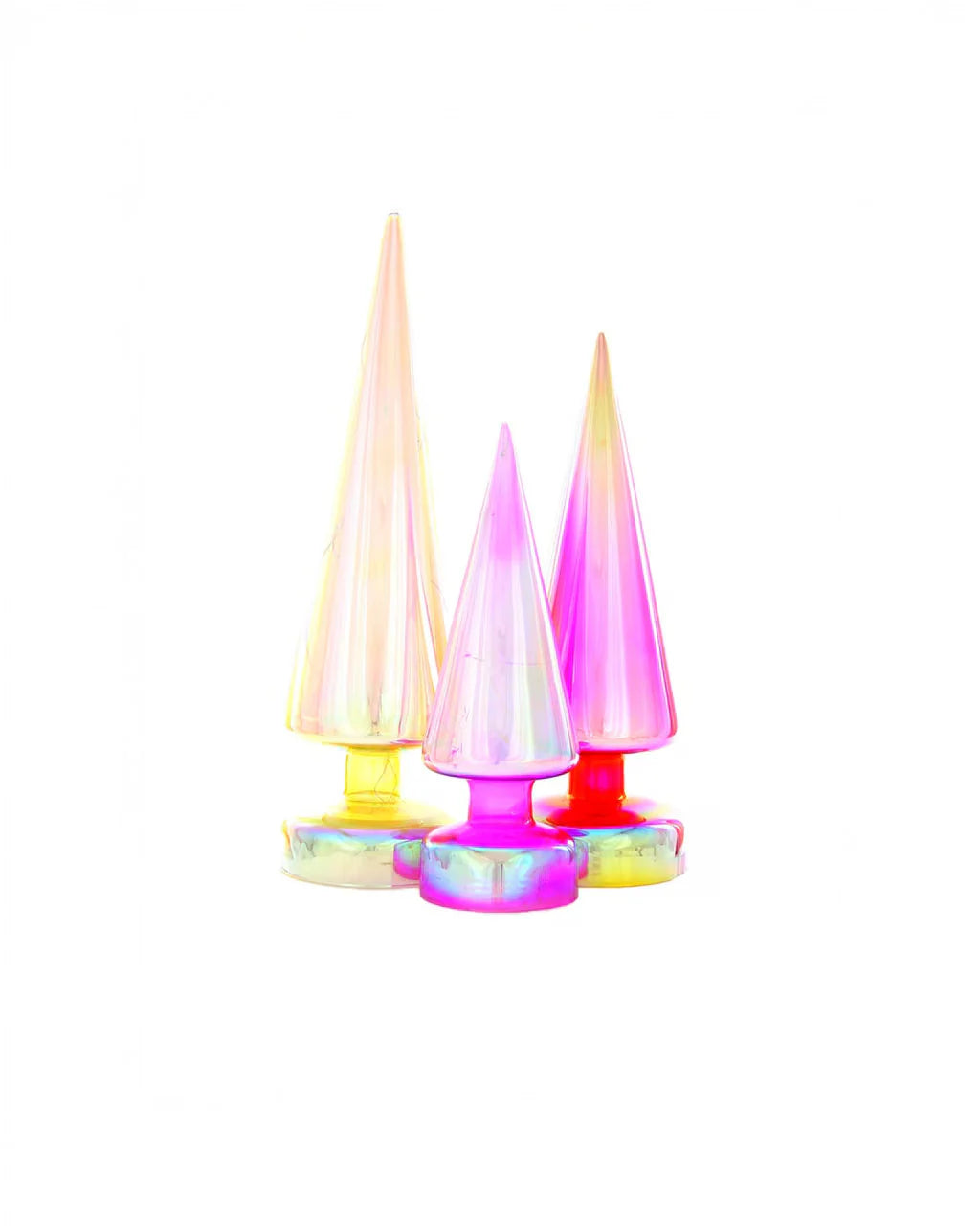 Iridescent Glass Cone Trees