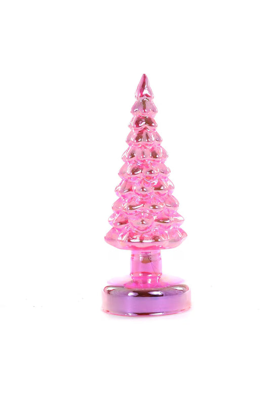 Glass Iridescent LED Tree - Pink