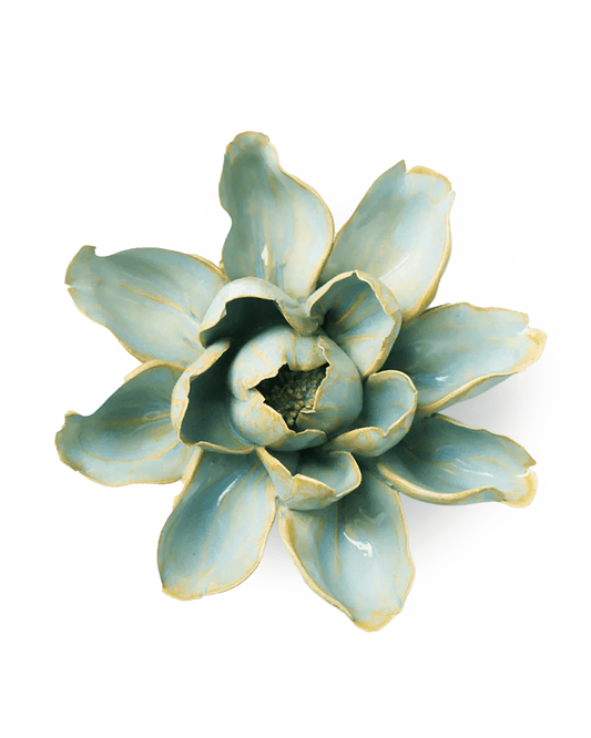 Chive Robin's Egg Blue Aurora Water Lily Ceramic Flower