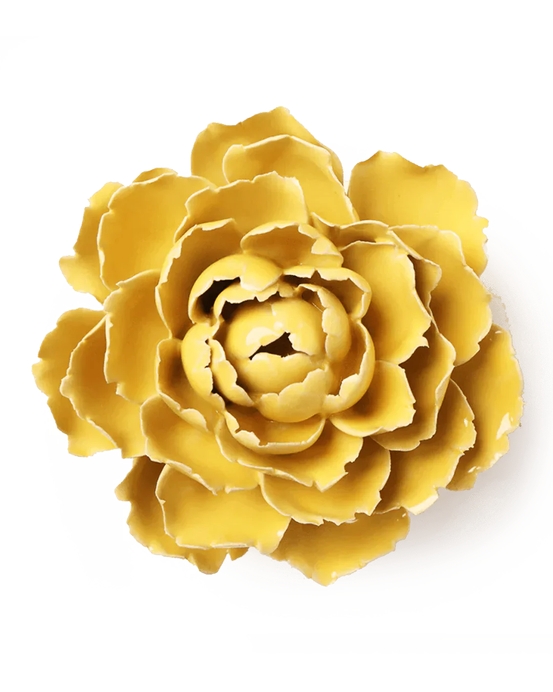 Chive Buttercup Yellow Gay Paree Peony Ceramic Flower - Home Decor