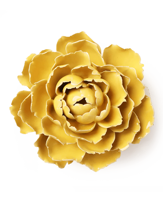 Chive Buttercup Yellow Gay Paree Peony Ceramic Flower