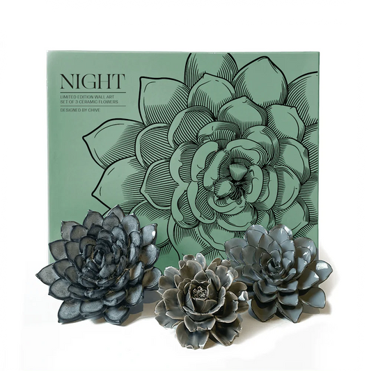 Chive Coral Night Ceramic Flower Gift Set- Set of 3 - Home Decor