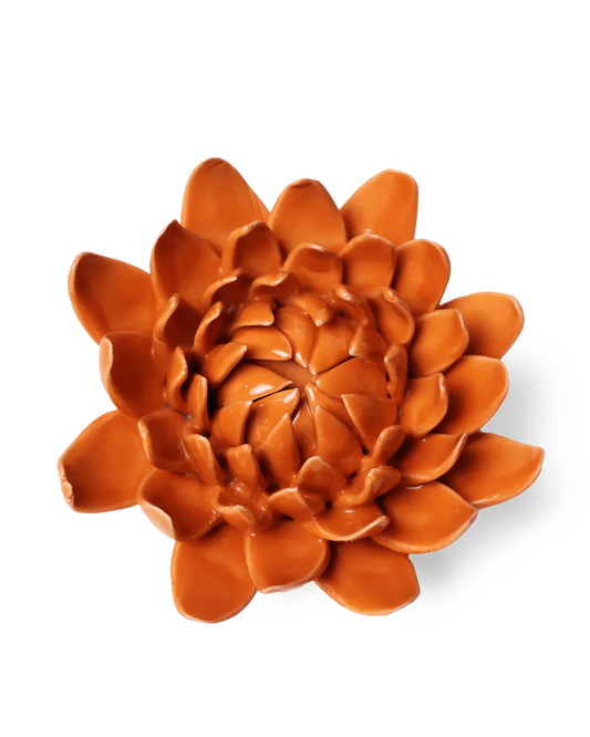Chive Dahlia Orange Ceramic Flower - Home Decor