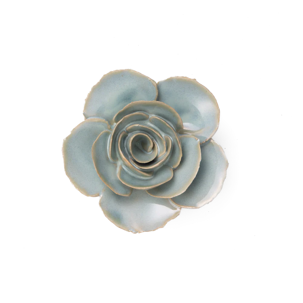 Chive “France” Ceramic Flower Collection - Teal Ranunculus - Home Decor