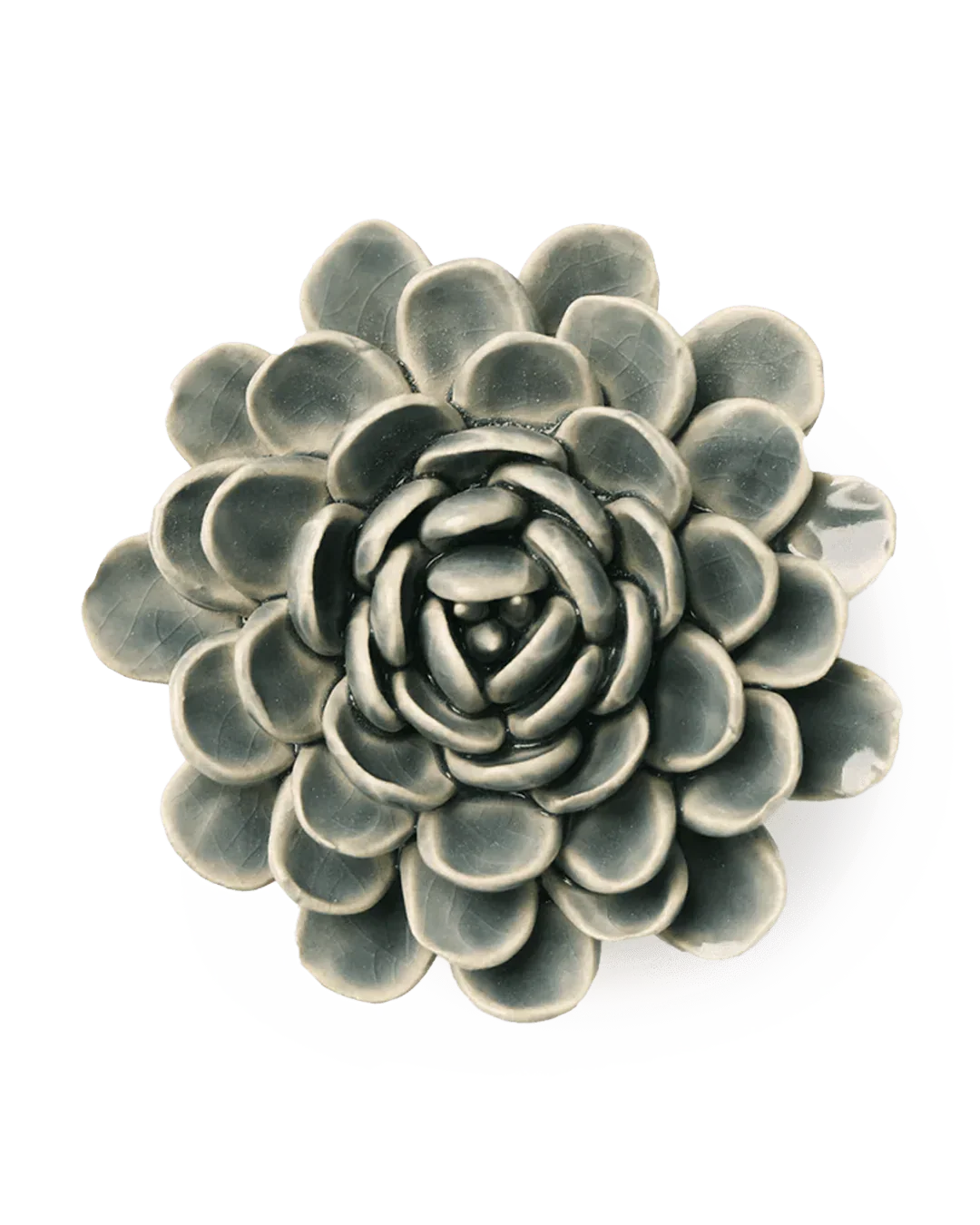 Chive Pewter Blue Zinderella Zinnia Ceramic Flower