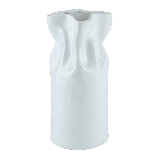 Cinched Ceramic Vase-White - Home Decor