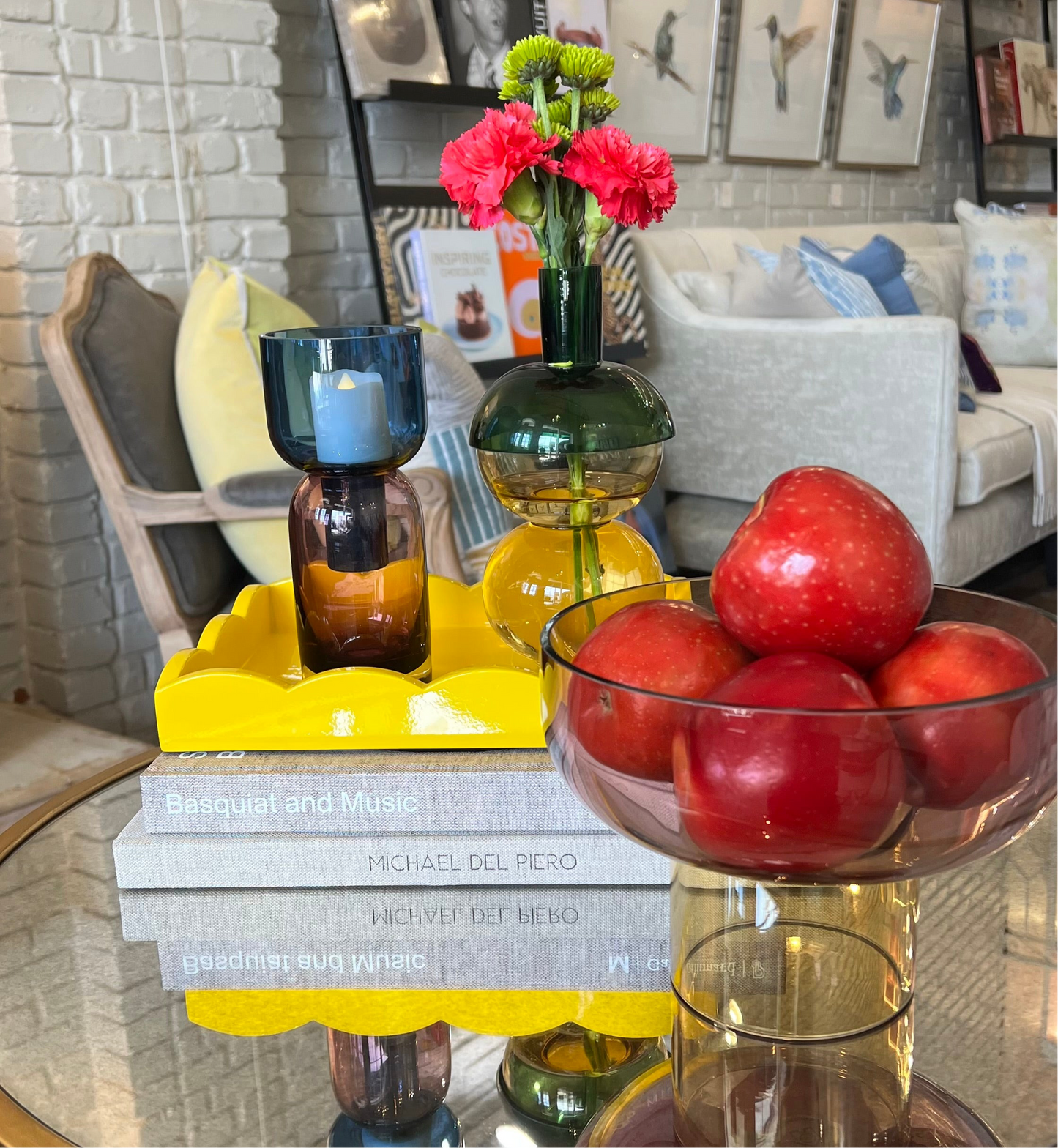 Cloudnola Tip Top Glass Bowl - Pink/Yellow - Home Decor