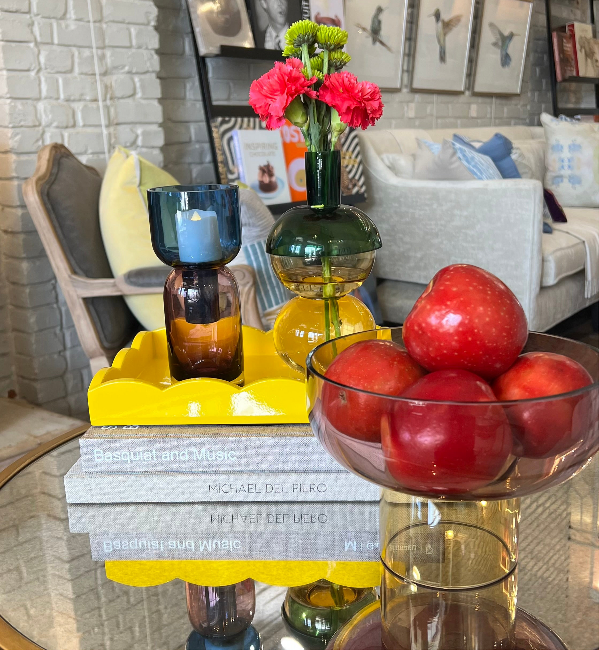 Cloudnola Tip Top Glass Bowl - Pink/Yellow - Home Decor