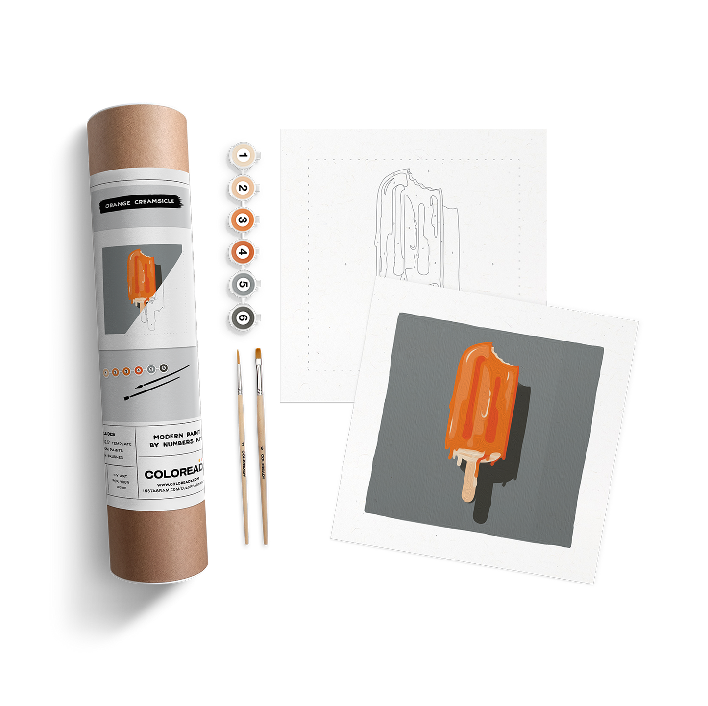 Coloready Modern Paint by Numbers Kits - Orange Creamsicle Kit - Artwork