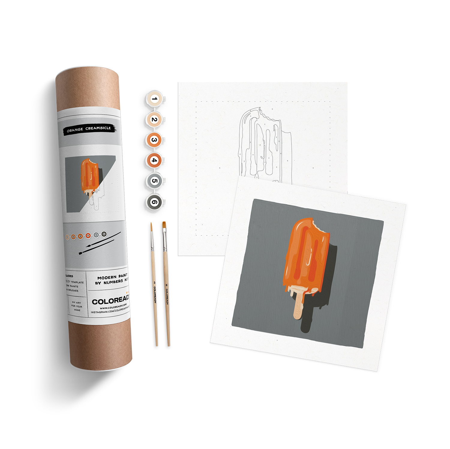 Coloready Modern Paint by Numbers Kits - Orange Creamsicle Kit - Artwork