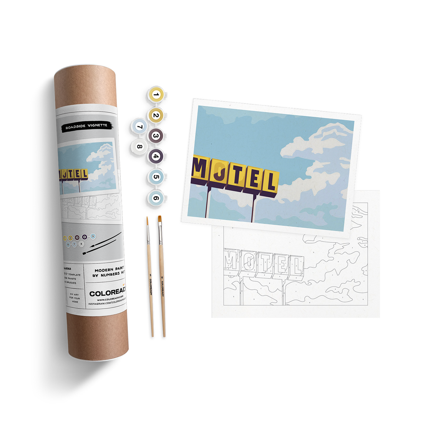 Coloready Modern Paint by Numbers Kits - Roadside Vignette 1 Kit - Artwork