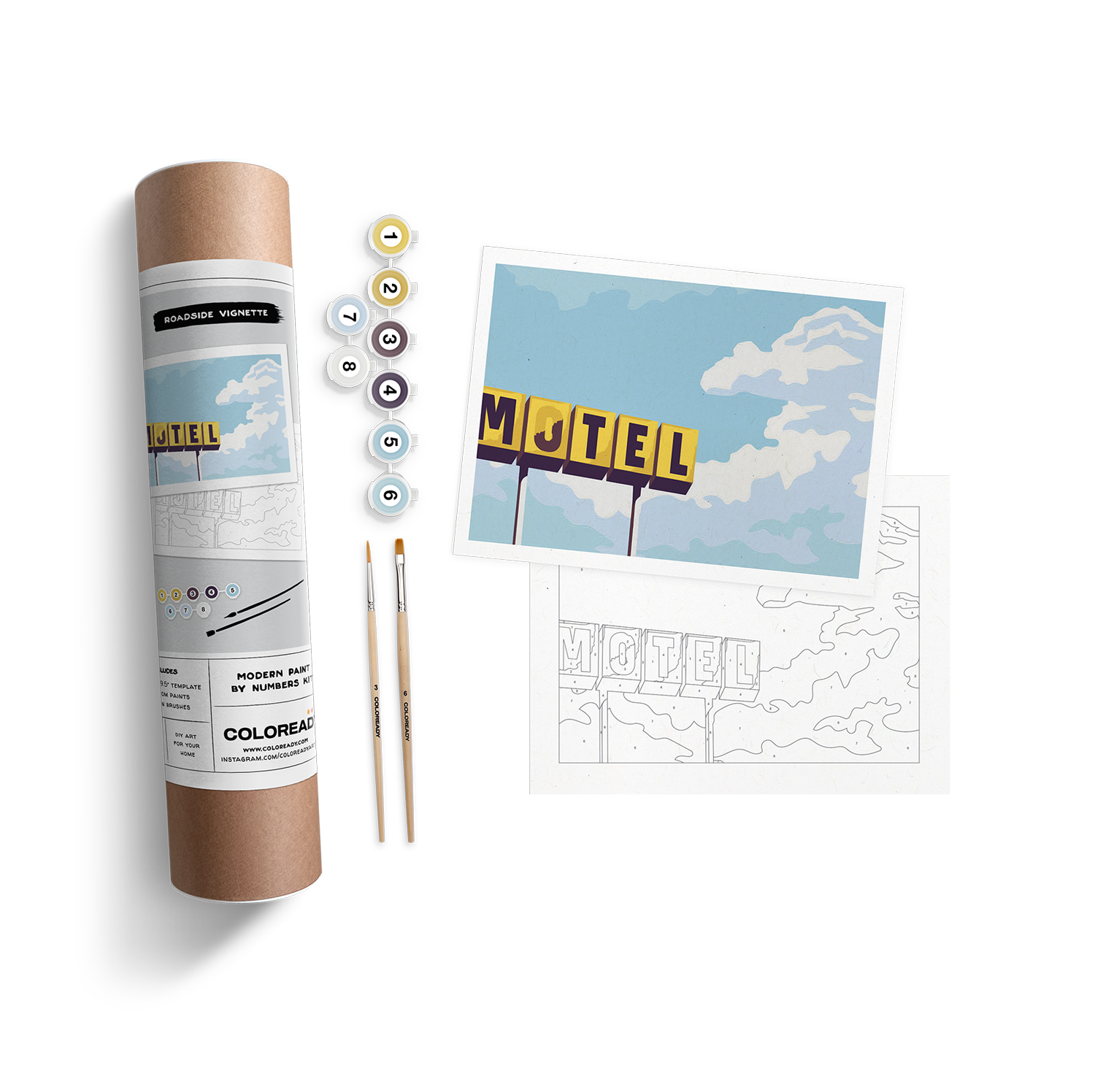Coloready Modern Paint by Numbers Kits - Roadside Vignette 1 Kit - Artwork