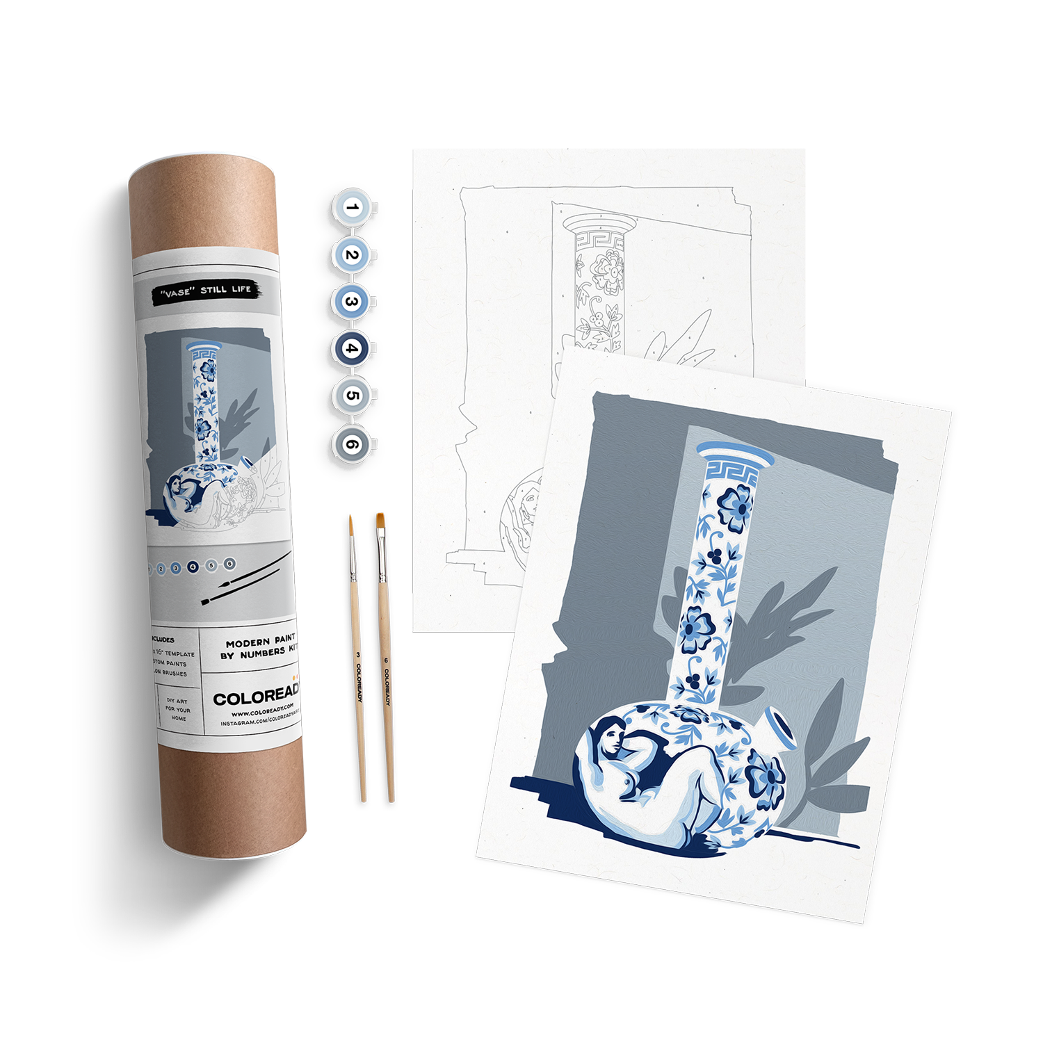Coloready Modern Paint by Numbers Kits - Vase Still Life Kit - Artwork