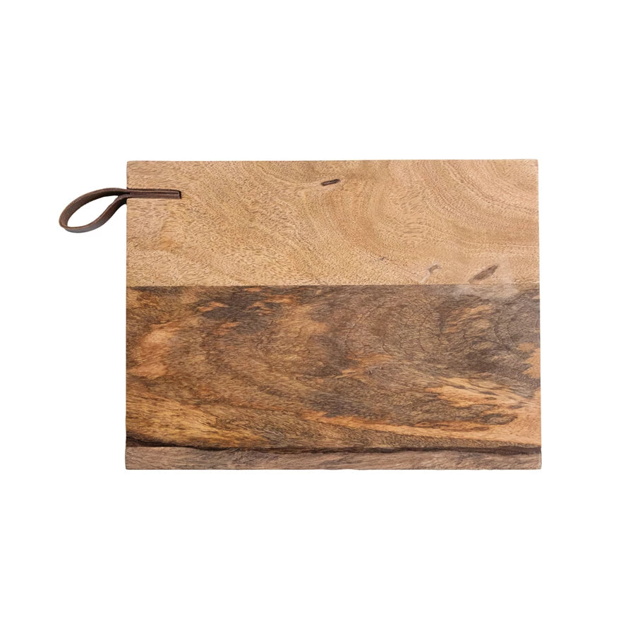 Mango Wood Cutting Board with Leather Handle