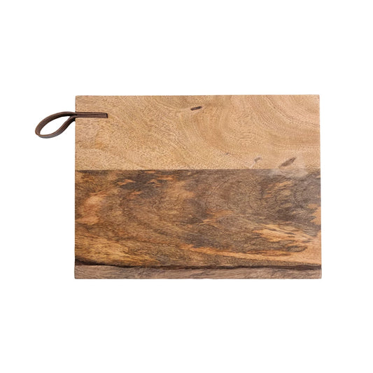 Mango Wood Cutting Board with Leather Handle