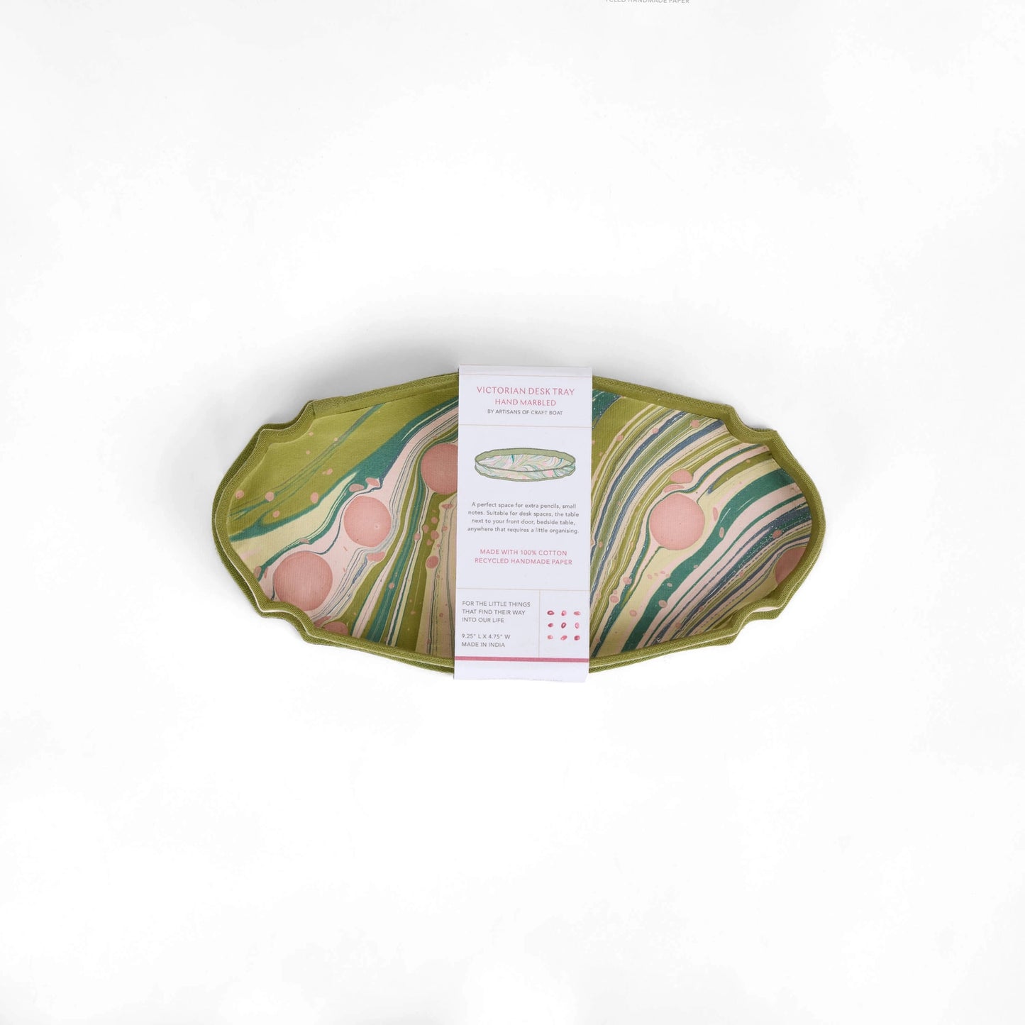 Handcrafted Marbled Victorian Desk Tray - Moss Fire Whirl