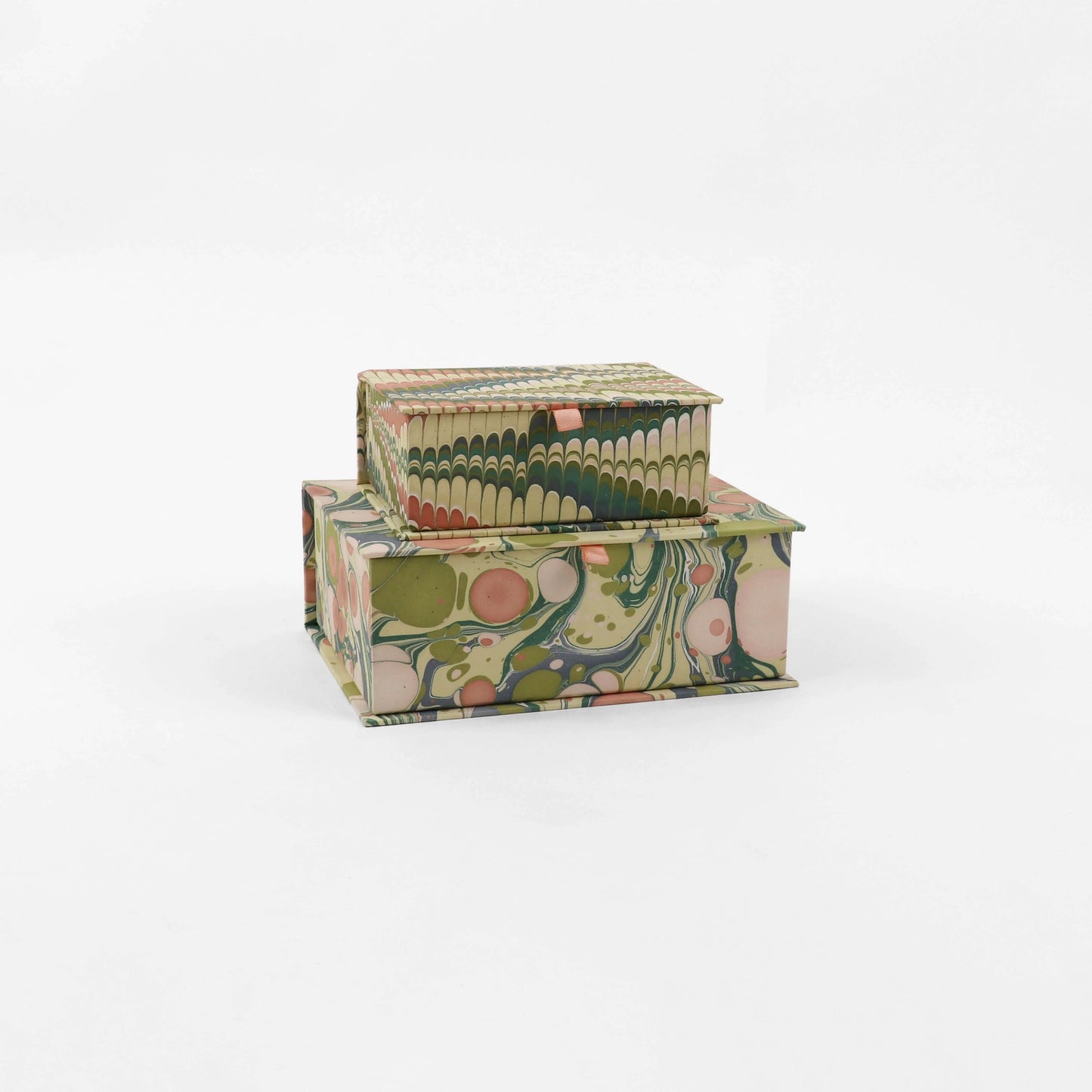Handcrafted Marbled Keepsake Box Set - Moss Bubble & Moss Mountain