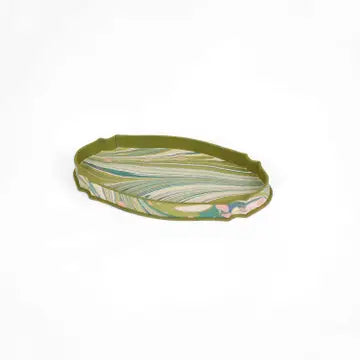 Handcrafted Marbled Victorian Desk Tray - Moss Fire Whirl