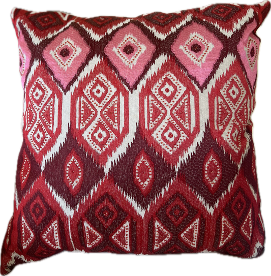 Elizabeth Red Embroidered Pillow - Pillows