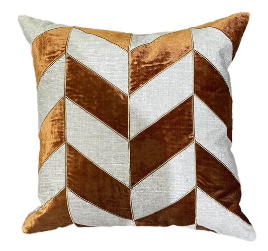 Evora Velvet and Linen Pillow  22" x 22"
