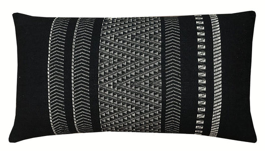 Arapahoe Woven Cotton Lumbar Pillow- Black