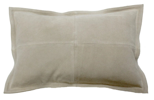 Beige Suede Lumbar Pillow 15" x 22"