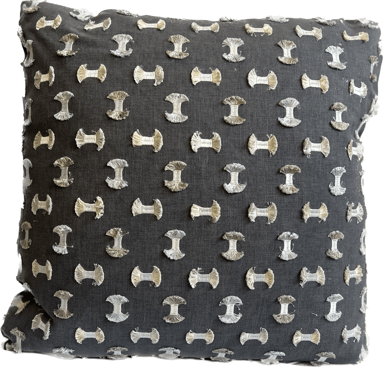 Frayed 24’’x24’’ Linen Pillow in Gunmetal - Pillows