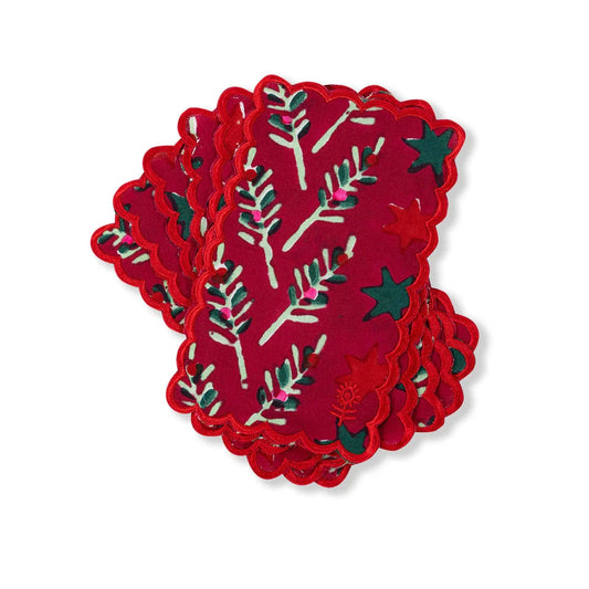 Furbish Canterbury Cotton Cocktail Napkins- Set of 6 - Beverage Napkins