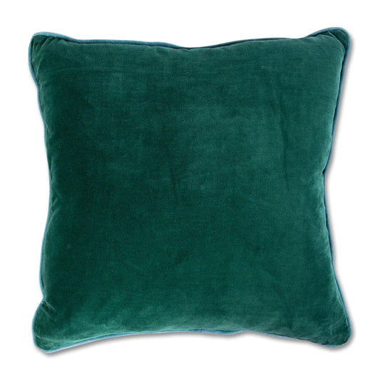 Furbish Charliss Cotton Velvet Pillow in Green and Aqua - Pillows
