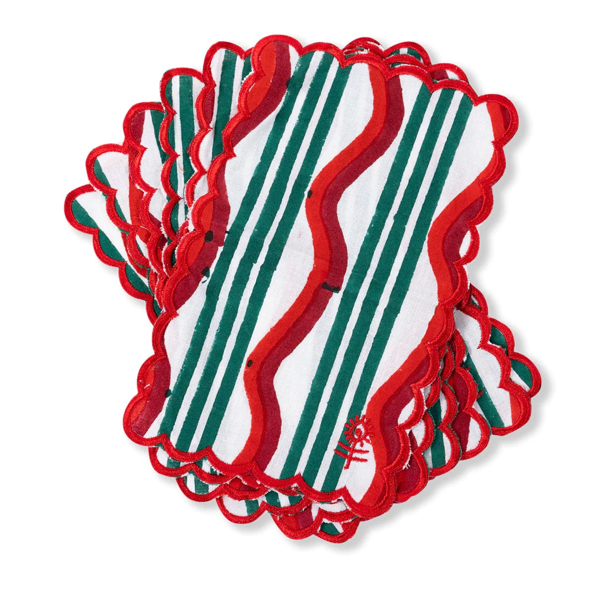 Furbish Gloria Cotton Cocktail Napkins - Set of 6 - Beverage Napkins