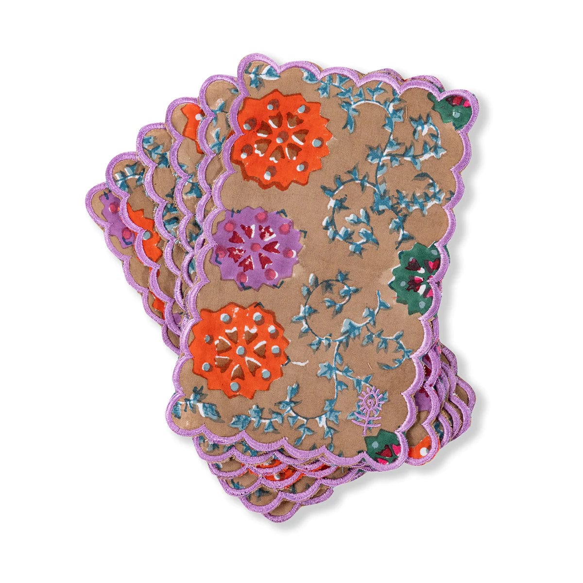 Furbish Nikita Cotton Cocktail Napkins - Set of 6 - Beverage Napkins