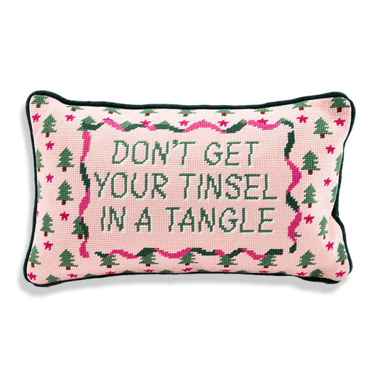 Furbish Tinsel in a Tangle Embroidered Pillow