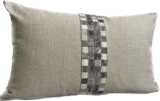 Gent Linen and Hide Pillow - Pillows