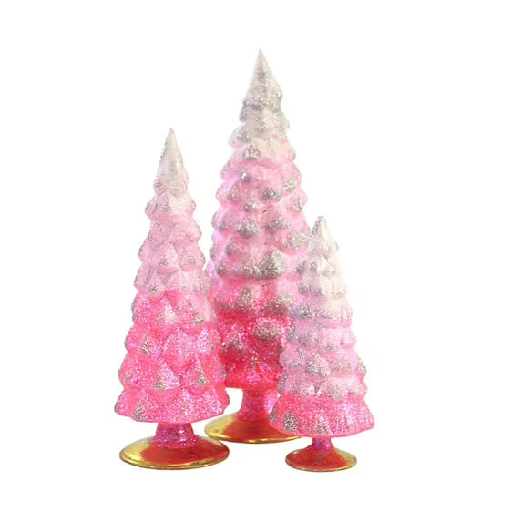 Gradient Glass Glitter Trees - Pink - Large - Holiday