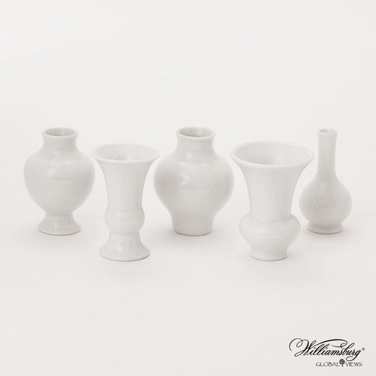 Mini Chinoise Vases- White- Set of 5