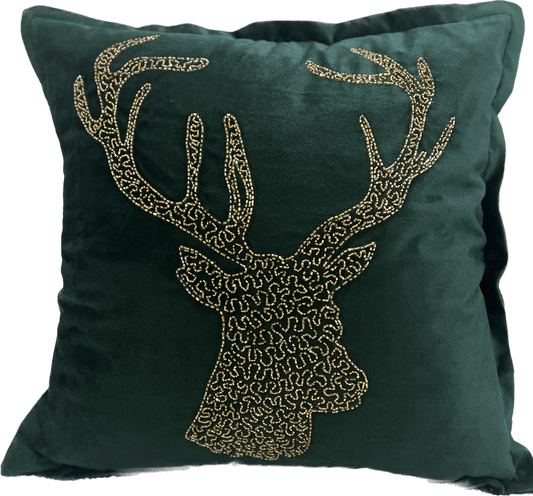 Holiday Velvet Reindeer Pillow