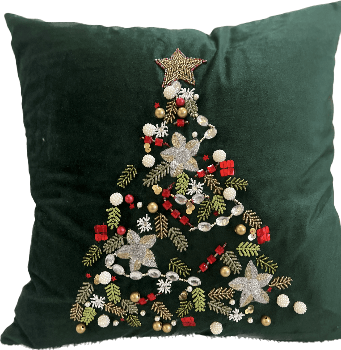 Holiday Velvet Whimsical Jeweled Pillow