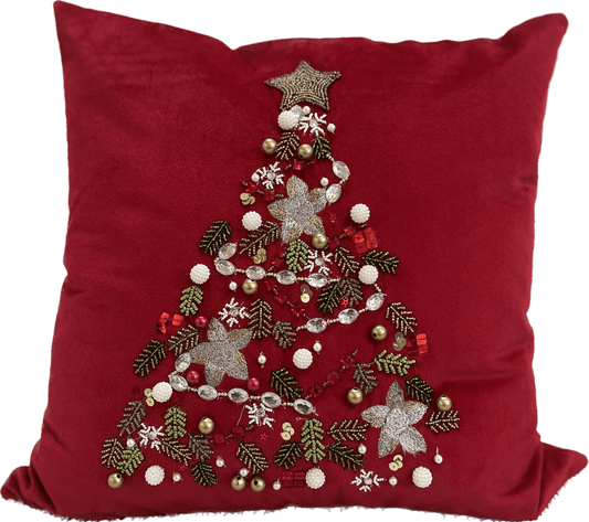 Holiday Velvet Whimsical Jeweled Pillow